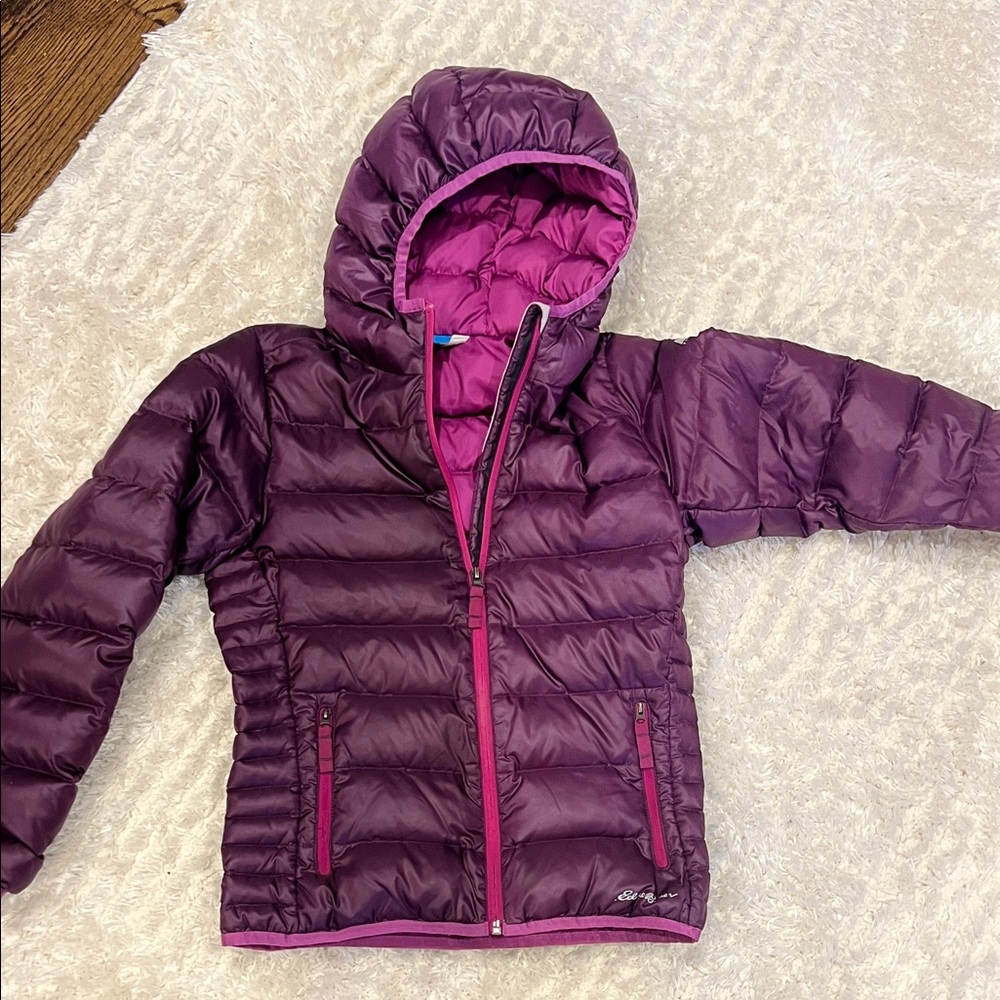 Eddie Bauer Plum Hooded Puffer Jacket